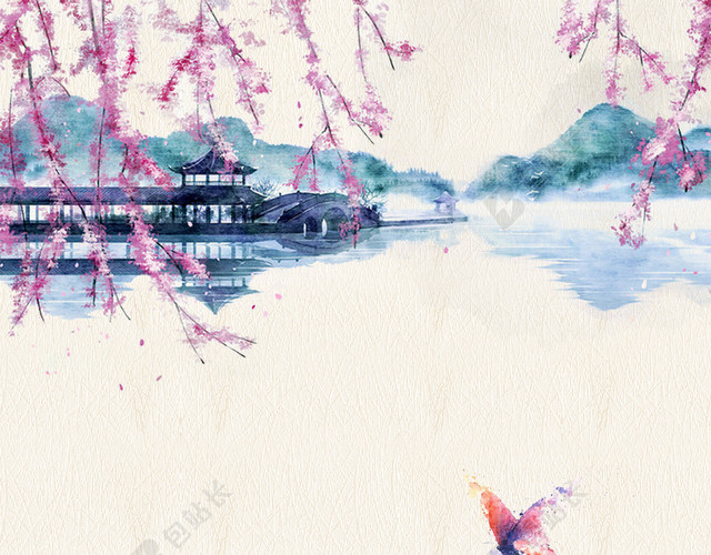 中国风水彩水墨背景素材