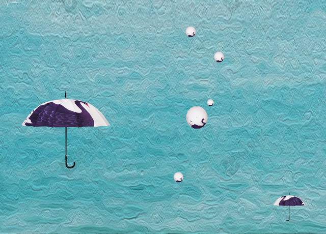 青色雨伞背景图