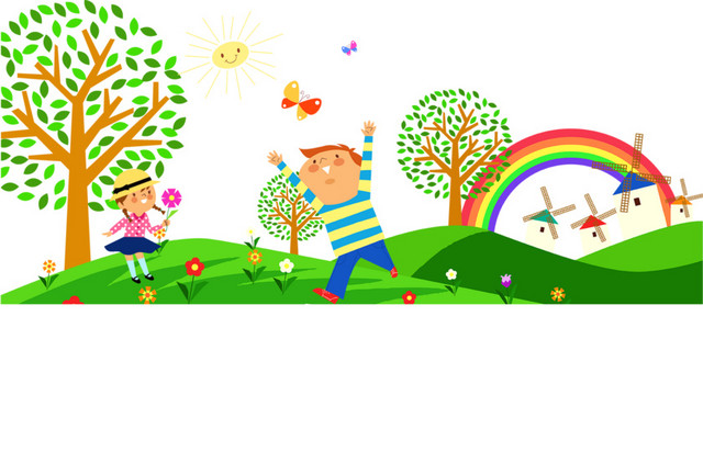 春天幼儿园墙画PSD图片免费下载