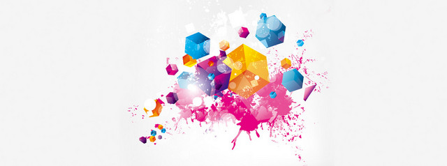 涂鸦彩色立体色块背景BANNER