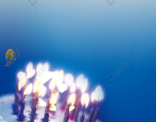 简约蓝色生日蛋糕H5背景素材