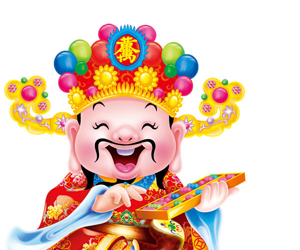 古典插画财神形象