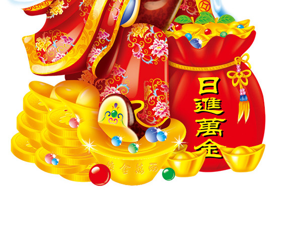 古典插画财神形象