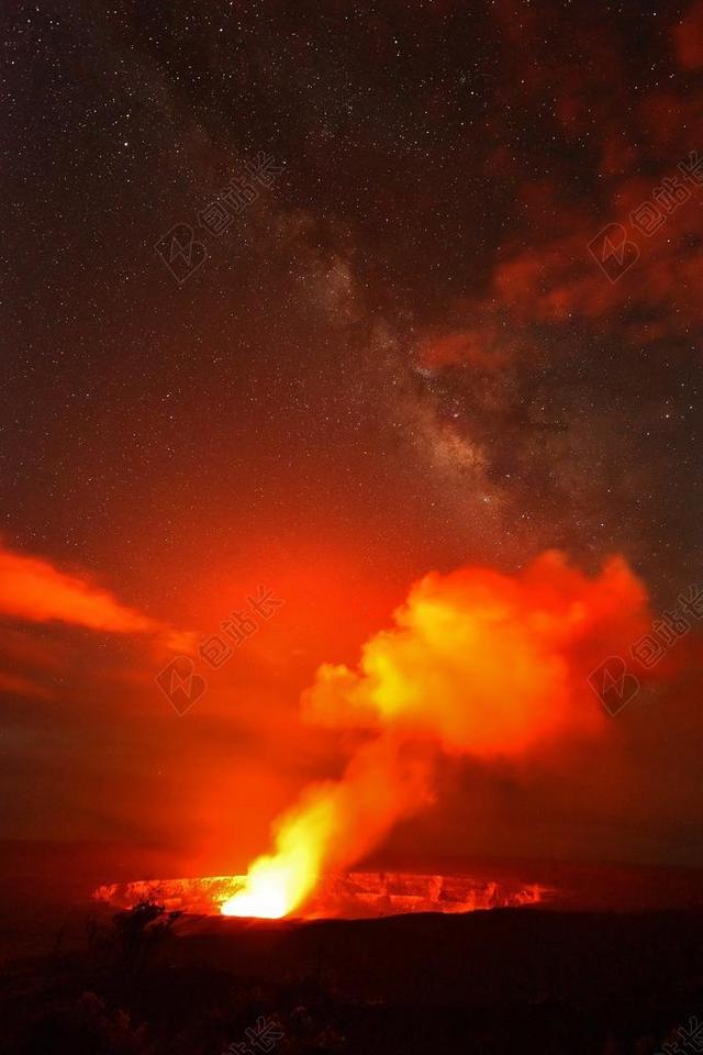 火山 岩浆 流动 喷发 景观 活跃 热 地质 火山口 夜