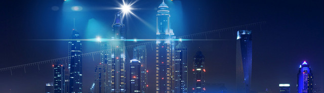 城市建筑夜景BANNER背景图