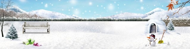 冬季雪景唯美雪花雪人背景BANNER