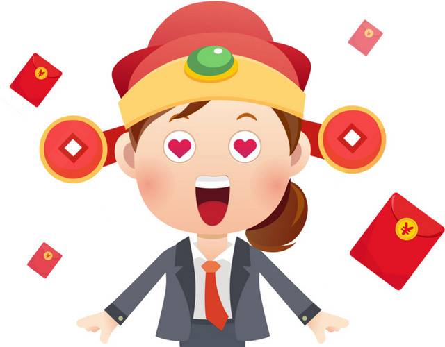 卡通戴着财神帽的女人免抠图