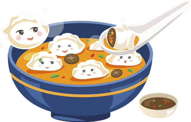 2018冬至饺子可爱插画设计