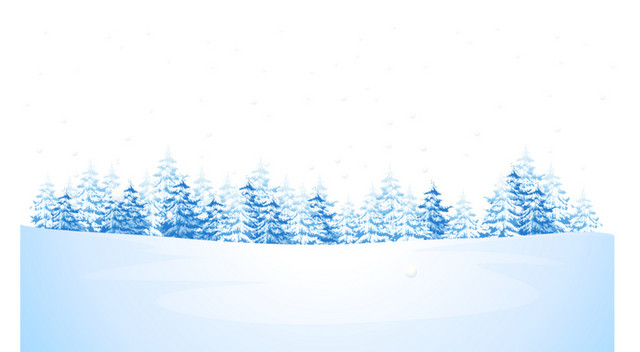 蓝色松树和雪地