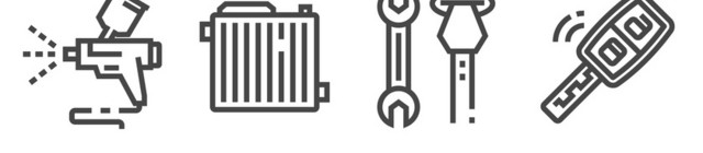描边汽车修理工具图标素材