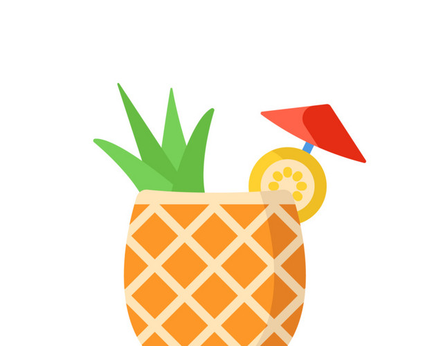 夏季夏天夏至水果菠萝汁插画