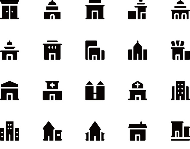 黑色建筑图标素材