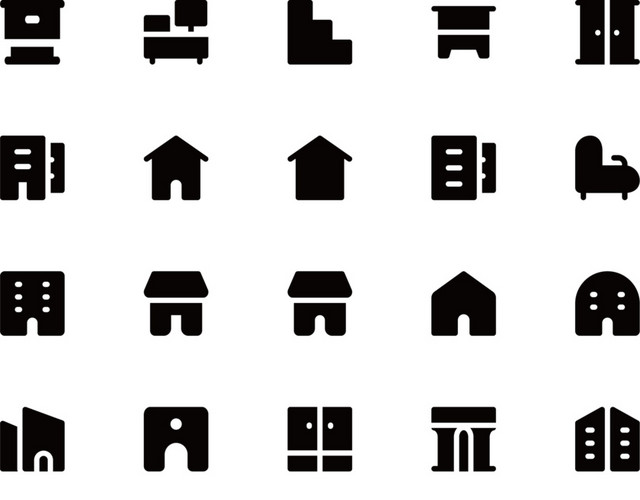 简易黑色建筑图标素材