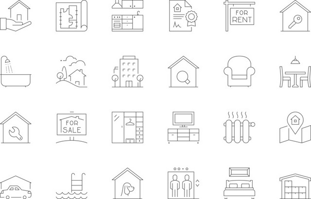线描房屋设备图标素材