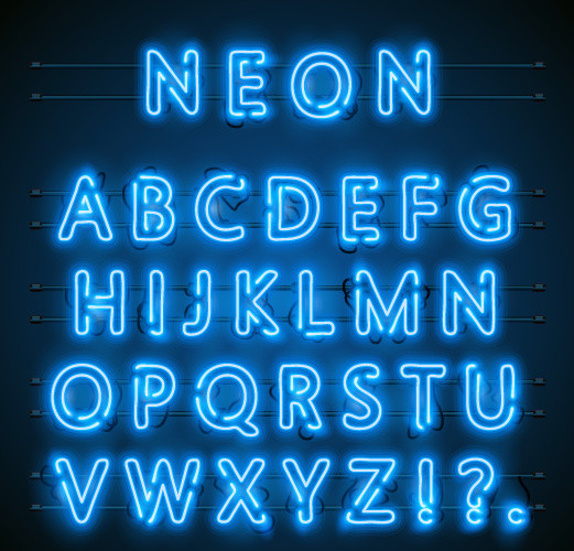 英文字母 数字 蓝色 闪耀 艺术字