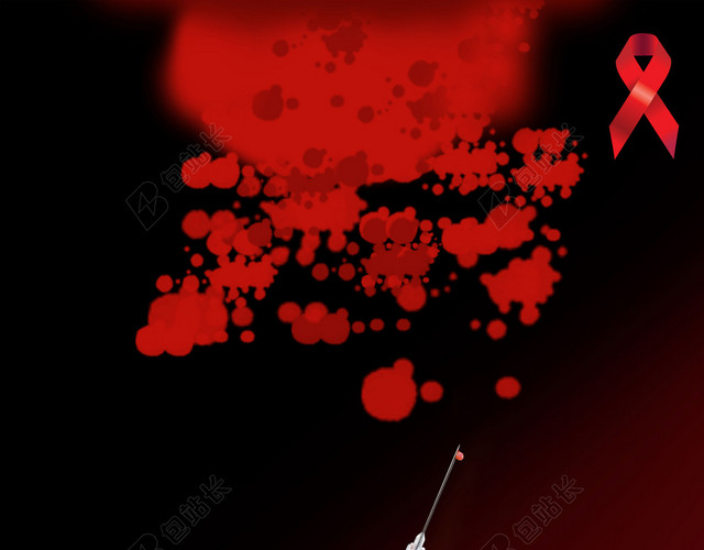 黑色红色针管世界艾滋病背景素材