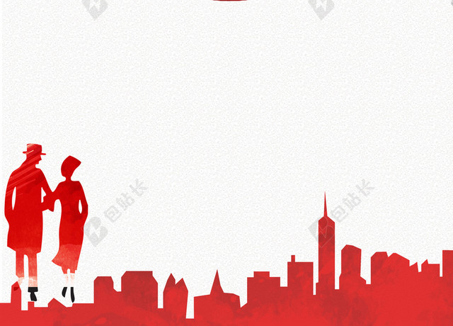 中国风红丝带手绘人物世界艾滋病背景素材