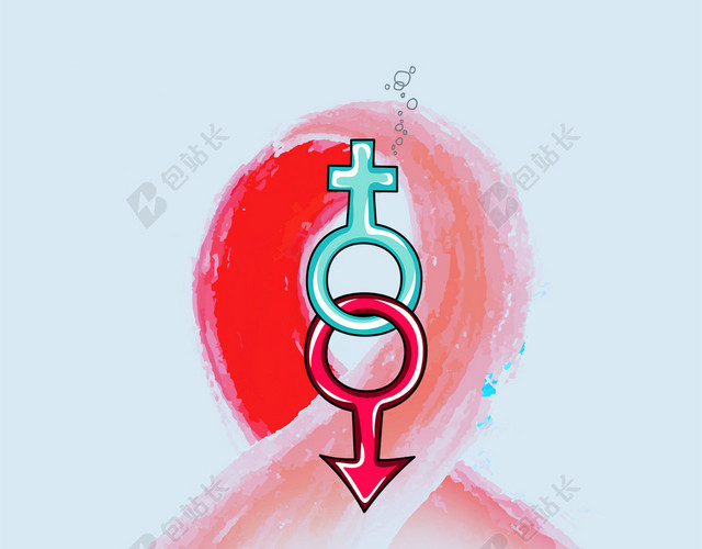 水彩风格扎染男女标志世界艾滋病背景素材