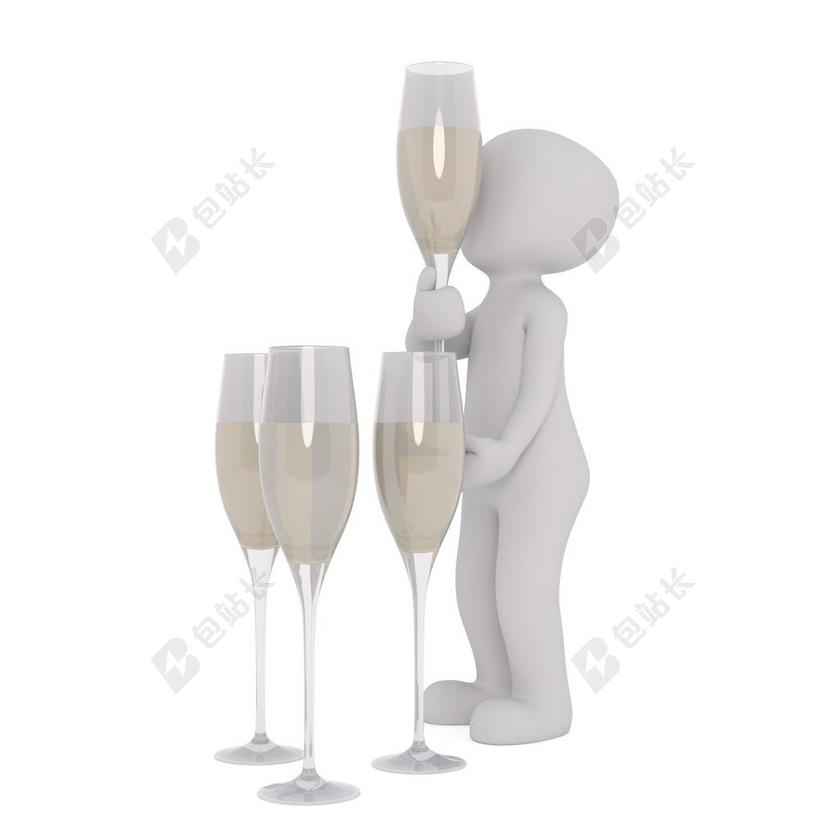 3D白色男性酒杯模型背景图片