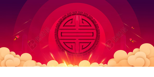 2019红色喜庆猪年新年背景素材