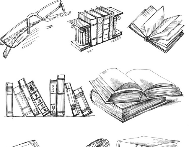 素描书本矢量素材