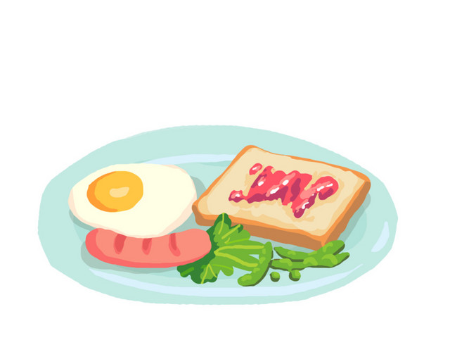 彩色圆角煎鸡蛋卡通插画
