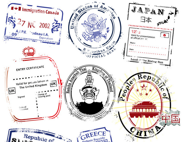 各国邮戳矢量图稿印章图