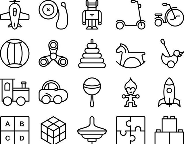 黑色线性玩具图标素材
