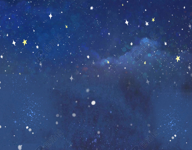 小清新夜晚情侣手绘插画圣诞树大雪背景素材