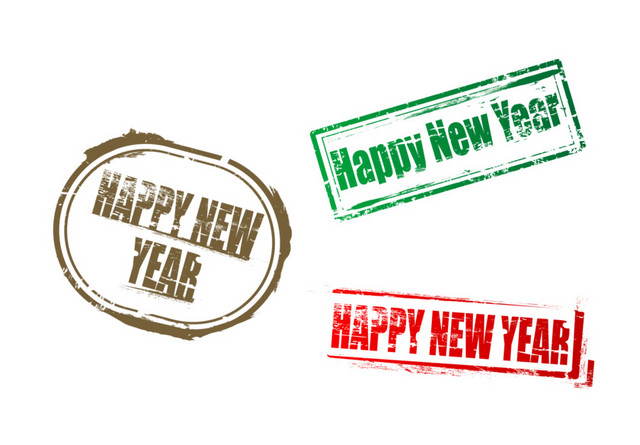 新年彩色印章邮戳