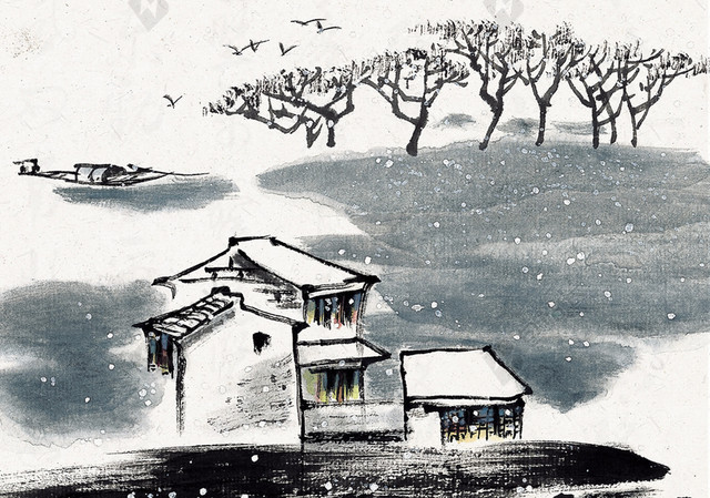 冬日雪景冬至简约背景