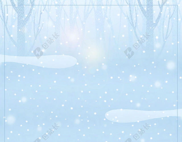 手绘卡通雪人雪地可爱插画大雪小雪冬天海报背景素材 包站长