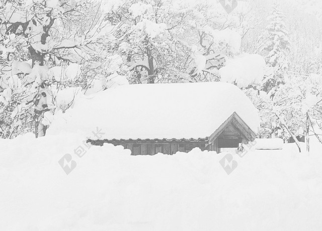 简约清新灰白色雪地房屋冬天大雪小雪海报背景素材