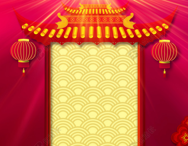 红色喜庆2019猪年新年小年背景素材