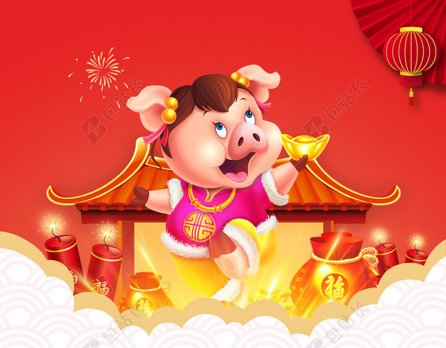 喜庆简约2019猪年新年除夕背景素材