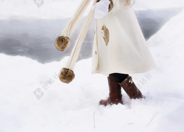 可爱清新雪地冬至冬日背景