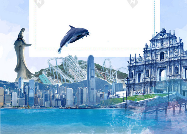 经典景点澳门回归纪念日宣传背景