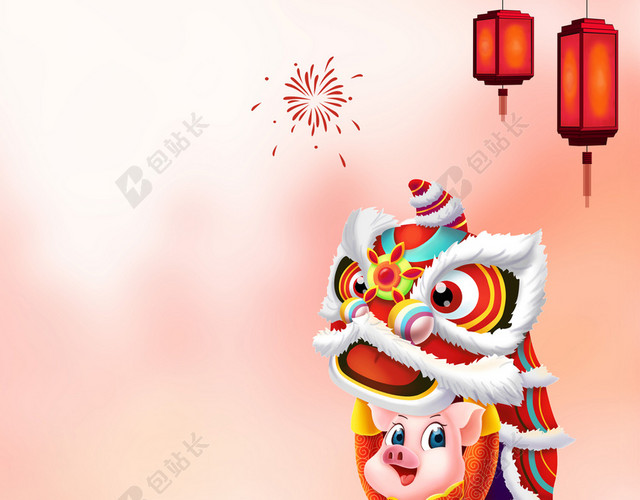 简约2019猪年背景素材新年元旦小年