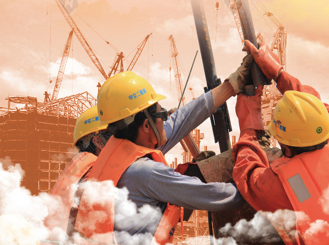 安全生产月建筑工程人物水墨背景安全生产宣传周背景模板