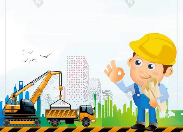 安全生产月卡通建筑工程人物安全生产宣传周背景模板