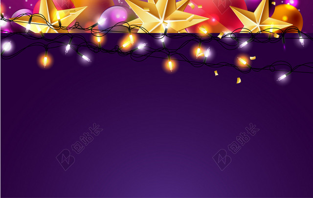 紫色渐变星星彩球平安夜圣诞节背景素材