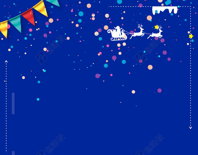 蓝色夜空圣诞老人圣诞节平安夜海报背景素材