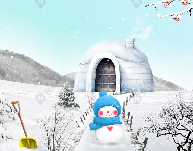 简约可爱大雪小雪节气背景
