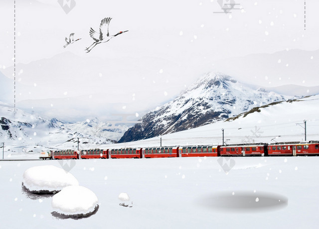 简洁风景冬日雪景小雪大雪节气背景