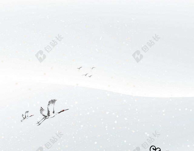手绘中国风红色建筑大雪小雪冬至冬季冬天背景素材