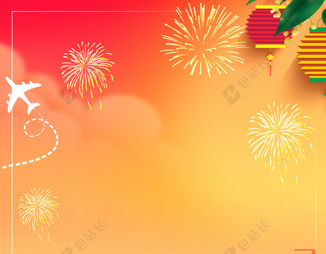 渐变烟花火车回家火车春运背景模板