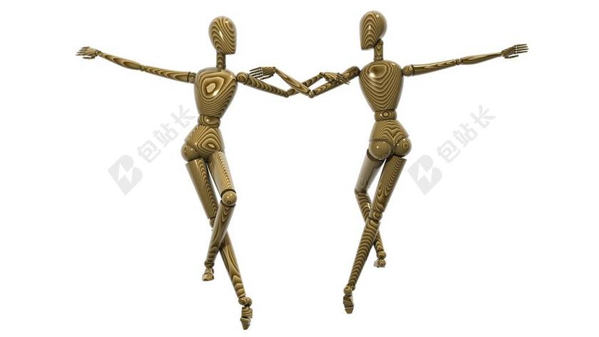 棕色木制跳舞夫妇人偶背景图片