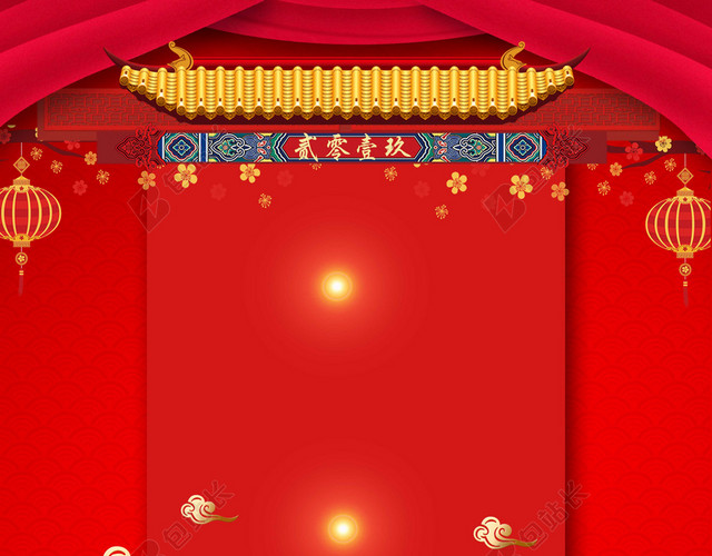 红色喜庆财神2019年猪年除夕夜新年过年新春背景素材