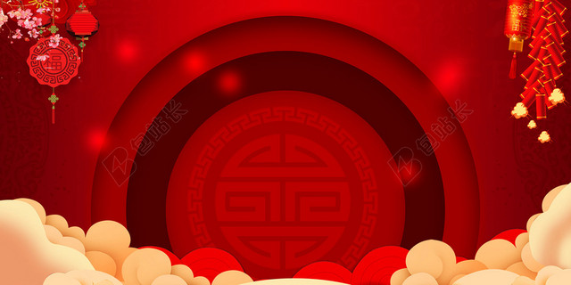 新年年货节抢年货红色喜庆背景