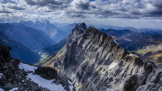 高山 雪 瑞士 云 展望 景观 天空 山全景图